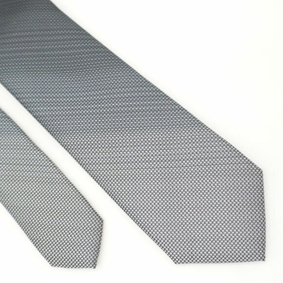 Express Gradient Gray Check Woven Polyester‎ Skinng Tie - Picture 1 of 6